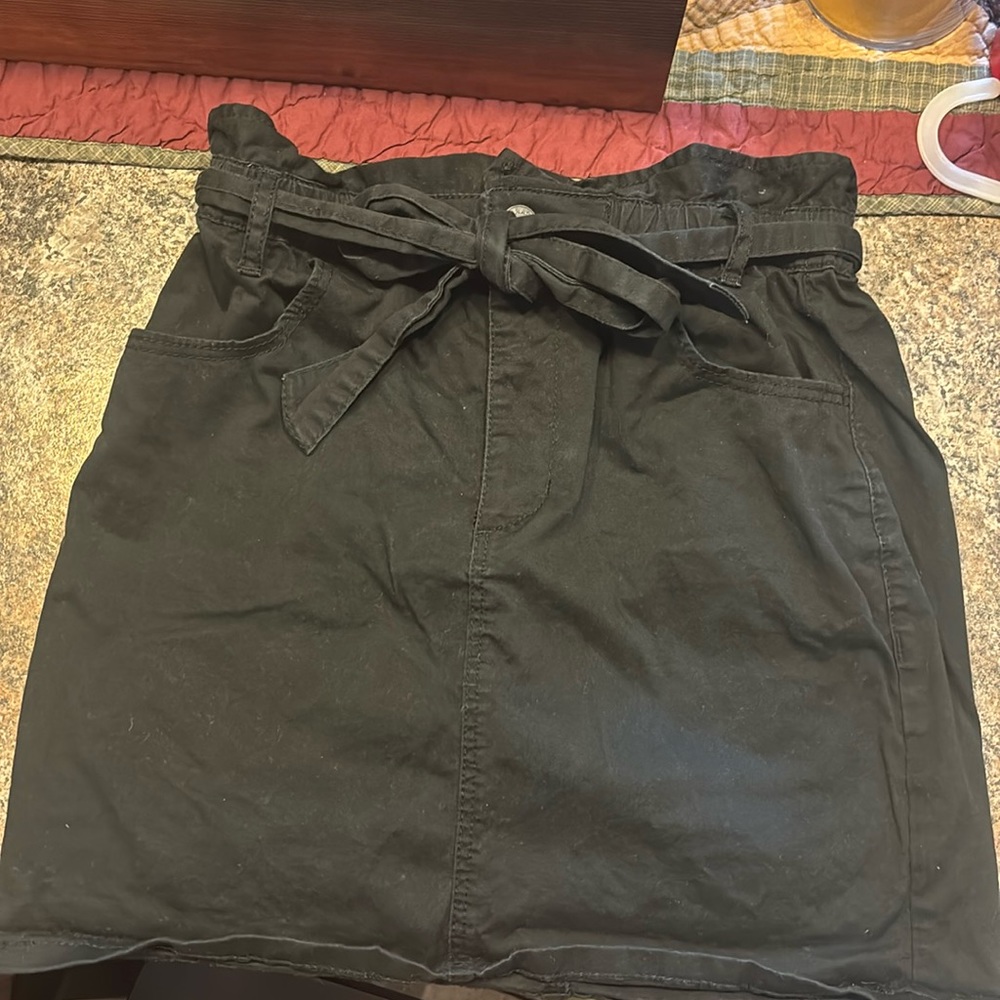 Garage Black Cargo Skirt with Tie-belt